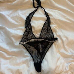 Victoria’s Secret Black lace sexy teddy shine sparkly